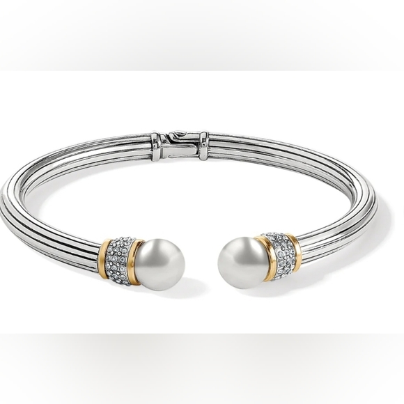MERIDIAN TWO-TONE OPEN HINGED BANGLE - Picture 1 of 5